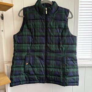 Women’s Charter Club Green and Blue Plaid Vest, size medium